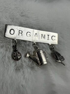Vintage Sterling Brooch - Organic Gardening